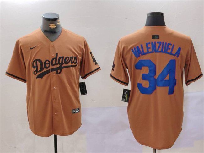 Men's Los Angeles Dodgers #34 Toro Valenzuela Brown Cool Base Stitched Baseball Jersey Men's Los Angeles Dodgers #34 Toro Valenzuela Brown Cool Base Stitched Baseball Jersey